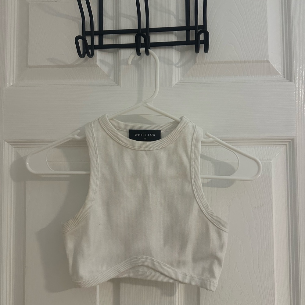 White Fox Boutique White Crop Top High Neck